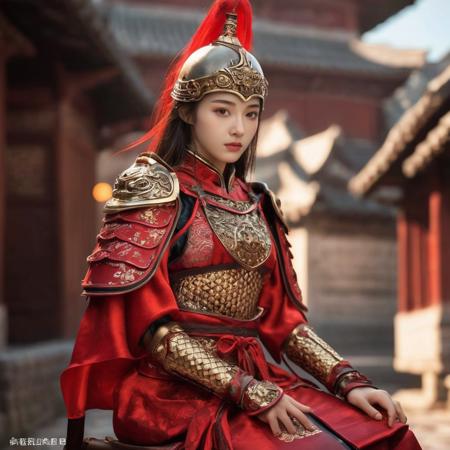 02055-2327888877-breathtaking _lora_Qige中国甲胄_XX_42_3-000002_0.6_,a 20 year old chinese girl,red Chinese armor, realistic,solo,Background of ancie.png